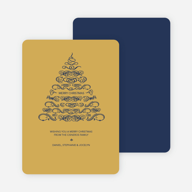 Christmas Tree Flourish Holiday Cards - Black
