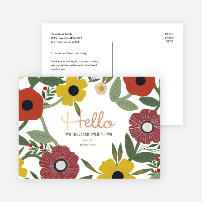 Foil Hello Holiday Cards and Invitations - Pink