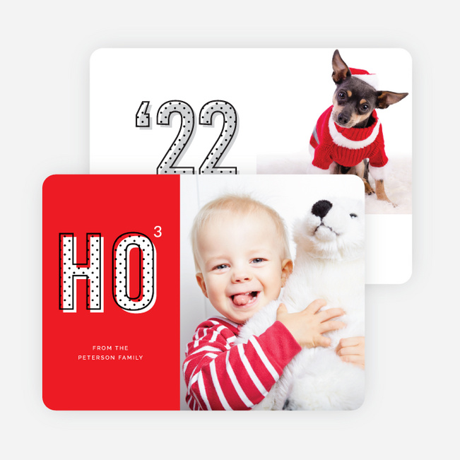 Ho Times Three Christmas Cards - Red