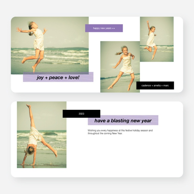 New Year’s Tags Photo Cards - Purple