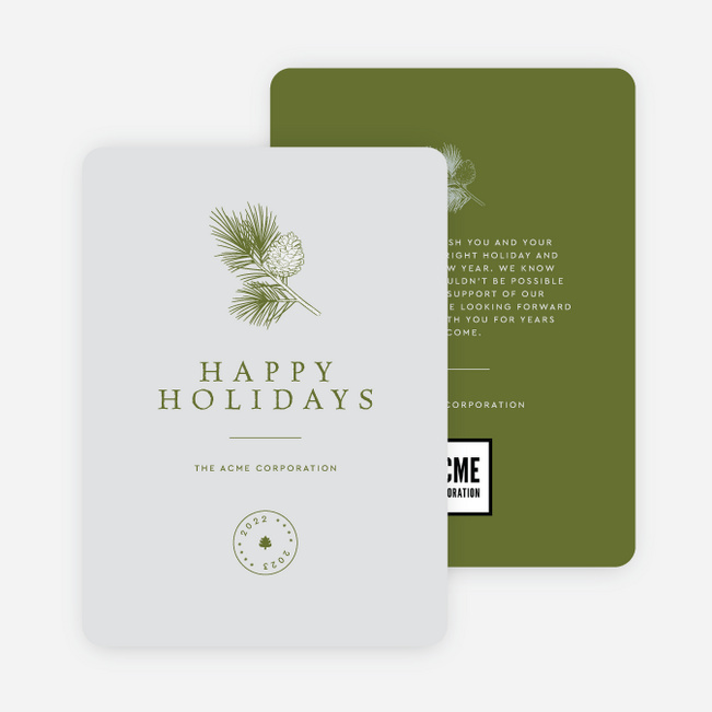 Festive Sprig Corporate Holiday Cards & Corporate Christmas Cards - Green