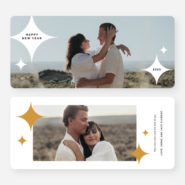 Sprinkling of Stars New Year Cards and Invitations - Yellow