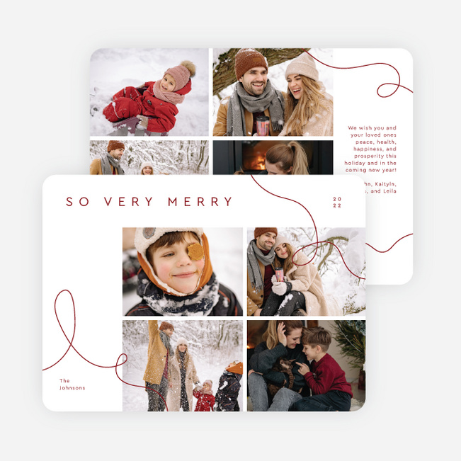 Very Merry Wrapped Christmas Cards - Red