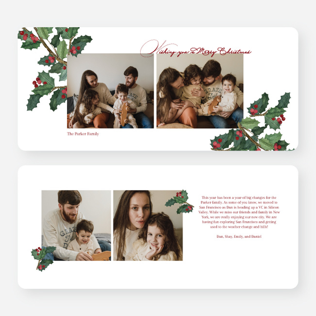 Grateful Holly Christmas Cards - Red