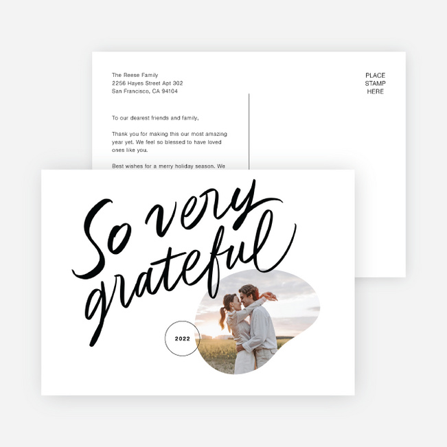 Classically Grateful Holiday Cards and Invitations - White