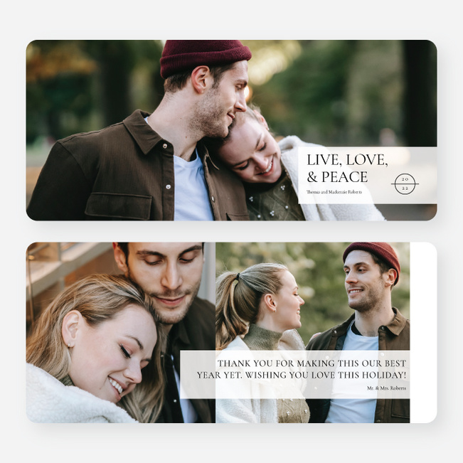 Live, Love, Peace Stamp Holiday Cards and Invitations - White
