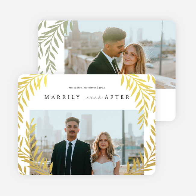 Newlywed Ever After Holiday Cards and Invitations - Yellow