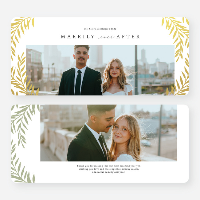 Newlywed Ever After Holiday Cards and Invitations - Yellow