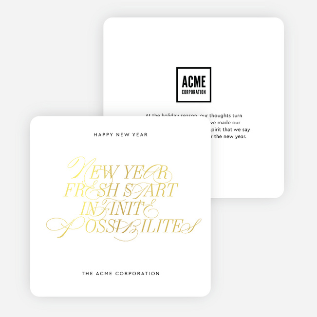 Scripted Infinite Possibilities Business Holiday Cards & Business Christmas Cards - Yellow