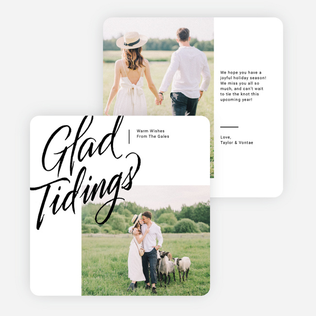 Scripted Tidings & Wishes Holiday Cards and Invitations - White