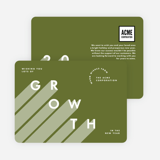 Steps in Growth Corporate Holiday Cards & Corporate Christmas Cards - Green