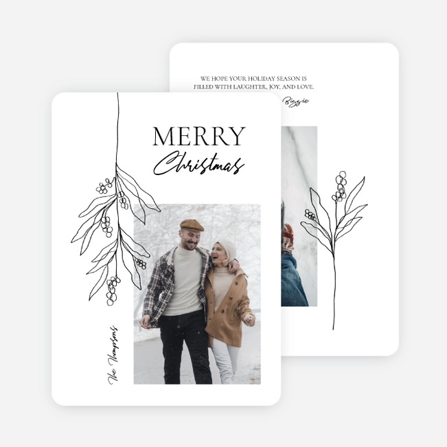 Mistletoe Stem Christmas Cards - White