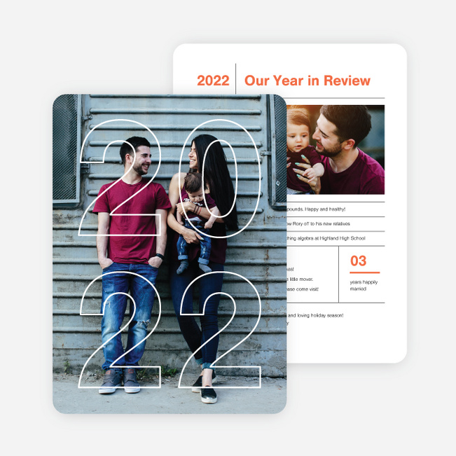 Year Infographic Holiday Photo Cards - Red