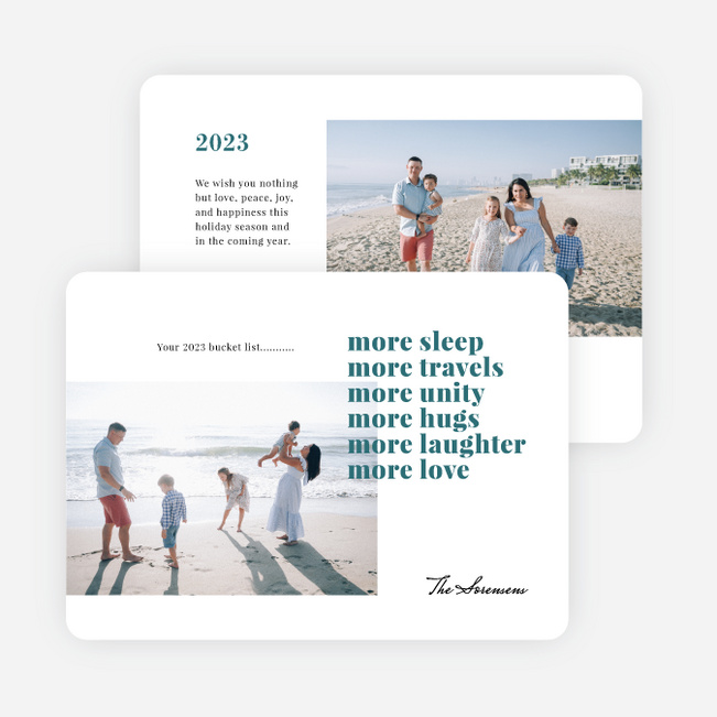 More Bucket List New Year Cards and Invitations - Blue