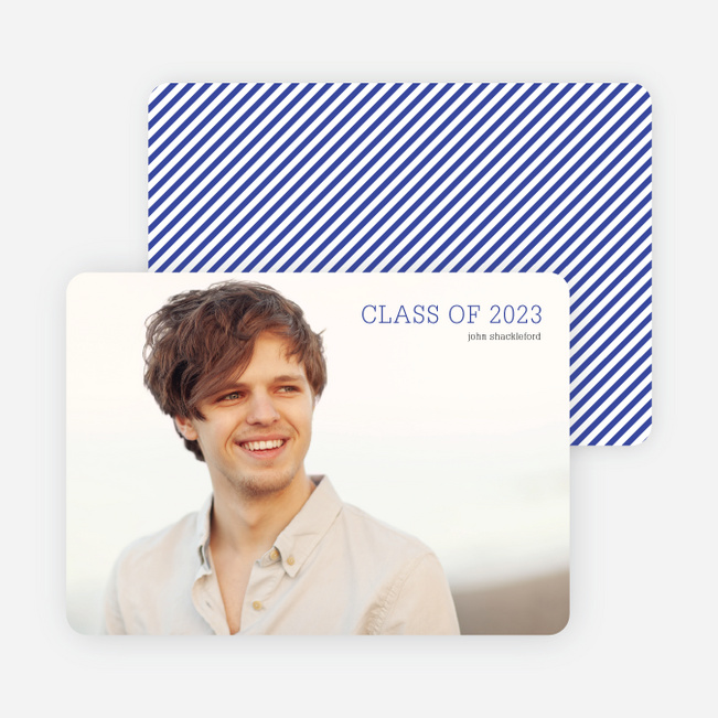Graduation Cards with Simple Stripes - Blue