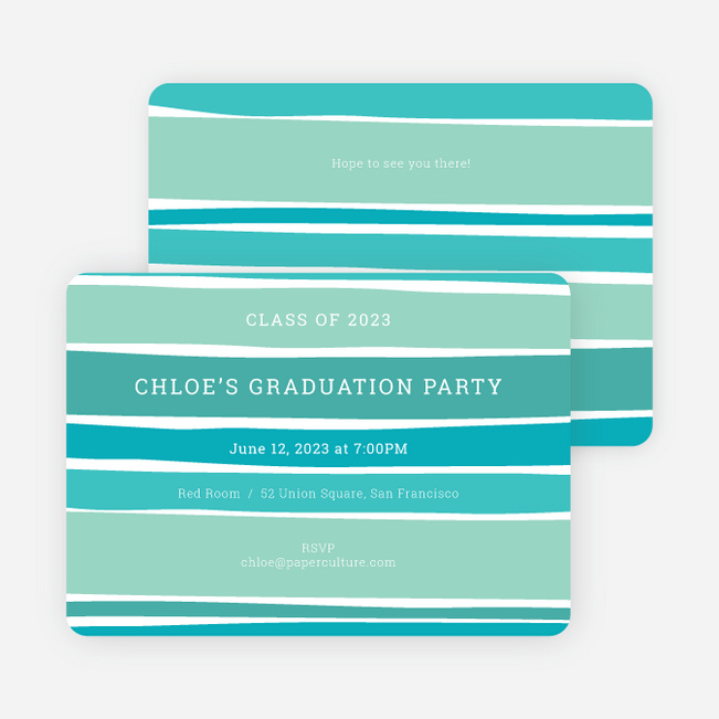 Modern Waves Graduation Party Invitations - Blue