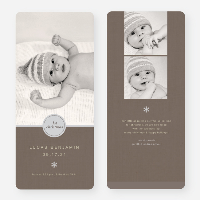 Circle Seal Holiday Birth Announcements - Gray