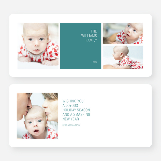 Colorful Blocks Holiday Photo Cards - Blue