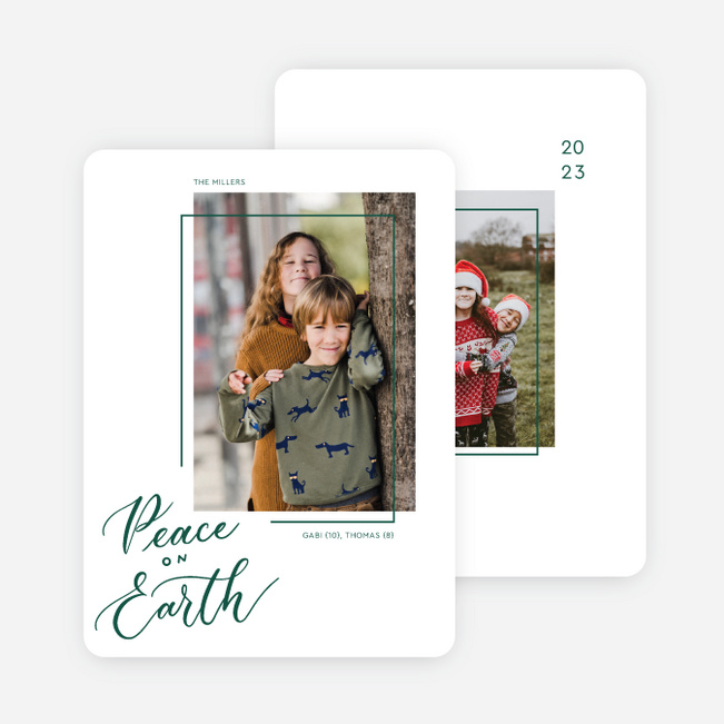 Offset Border Christmas Cards - Green