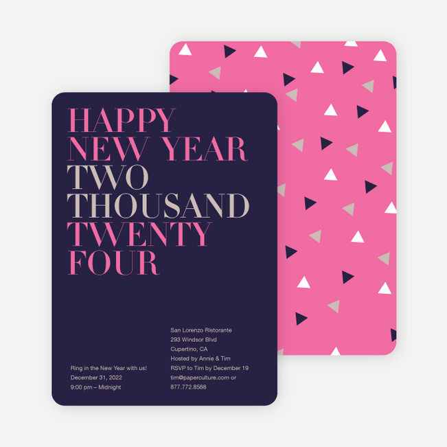 Bold New Year’s Eve Party Invitations - Plum