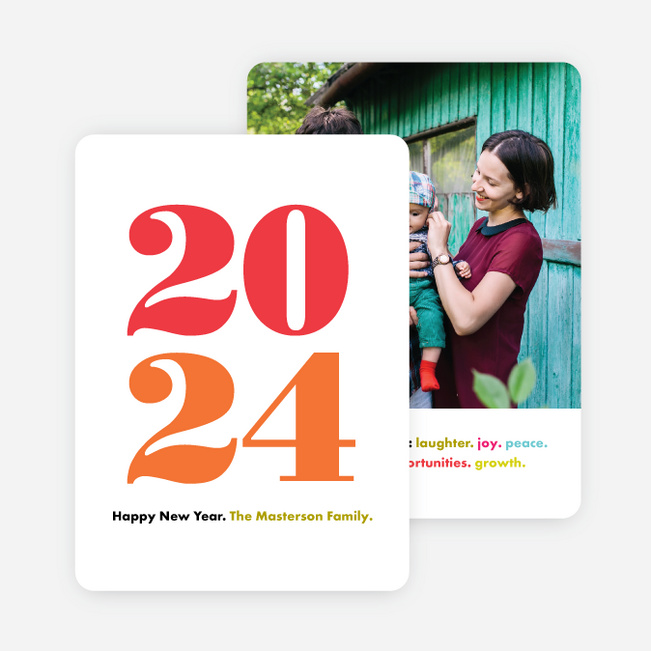 Bright Type New Year Cards - Red