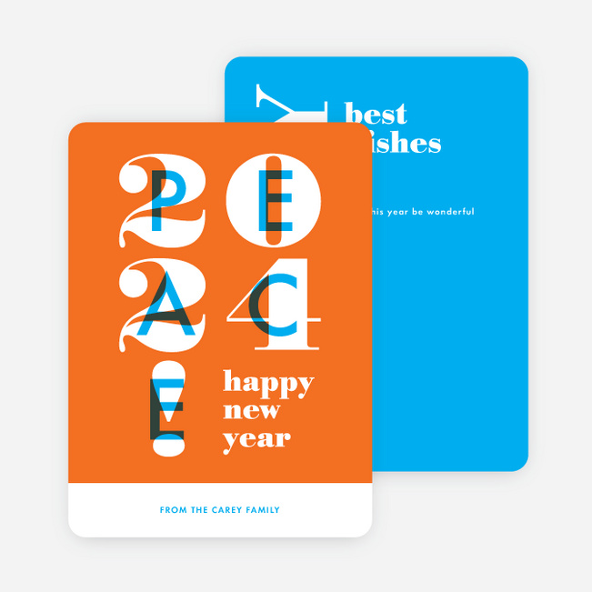 Peace Overlay New Year Cards - Orange
