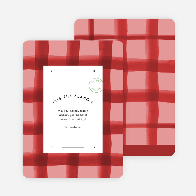 Plaid Frame Holiday Cards - Red