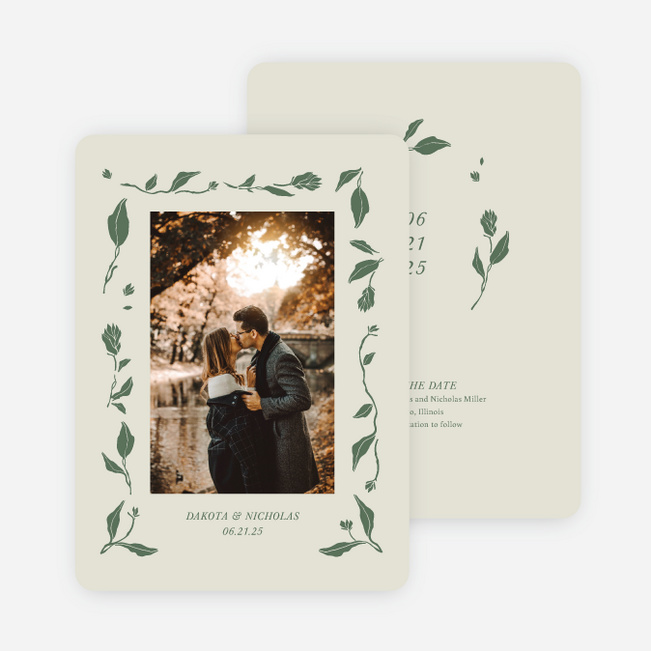 Stemming From Love Save the Date Cards - Green