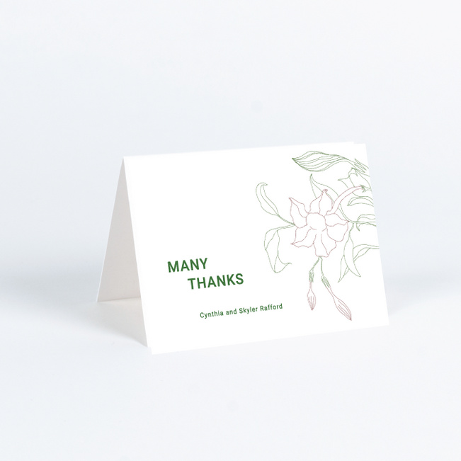 Stenciled Bloom Wedding Thank You Cards - White