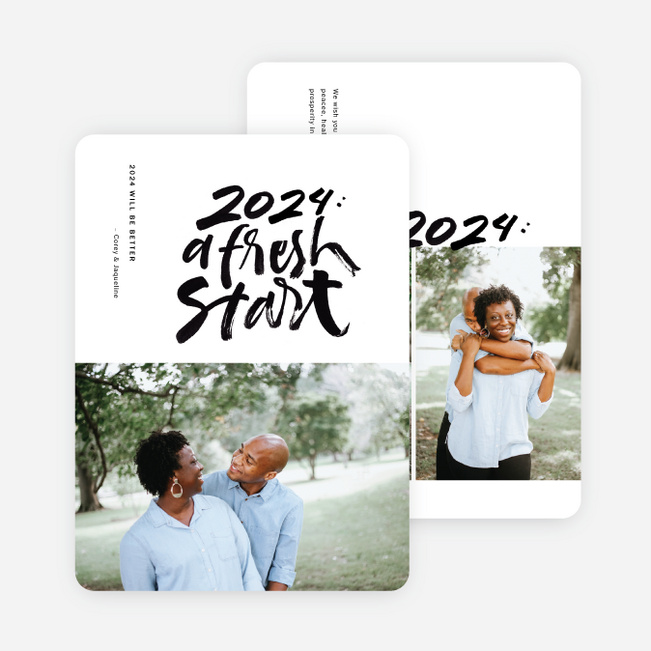 Bold Start New Year Cards and Invitations - White