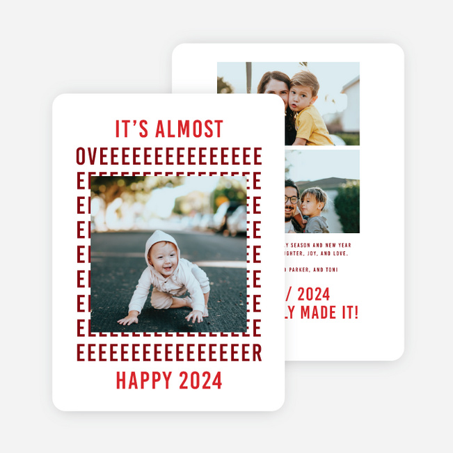 Really Long Time New Year Cards and Invitations - Red