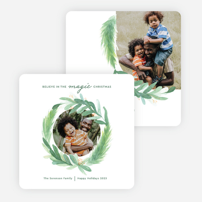 Magical Wreath Christmas Cards - Green