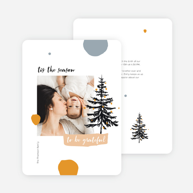 Season of Gratitude Personalized Christmas Cards - Orange