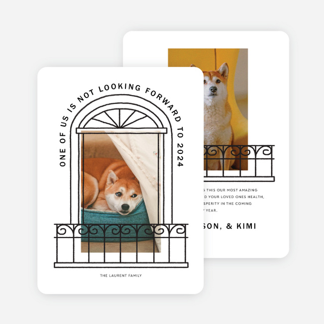 Pet Porch New Year Cards and Invitations - White