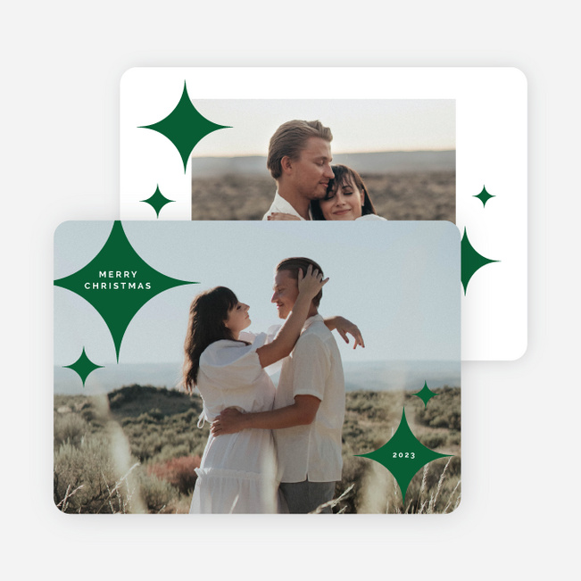 Sprinkling of Stars Personalized Christmas Cards - Green