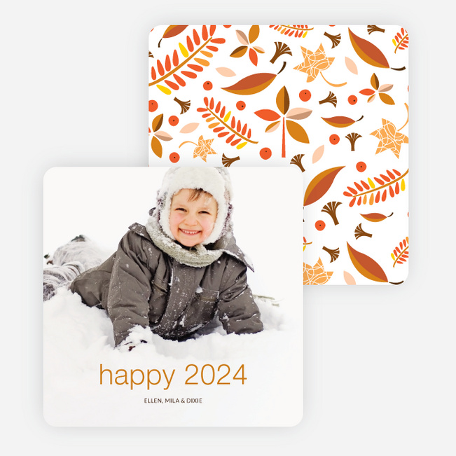 Retro Foliage New Year Cards - Multi