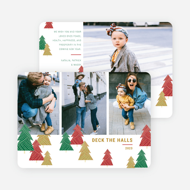 Dressed Up Trees Christmas Cards - Multi