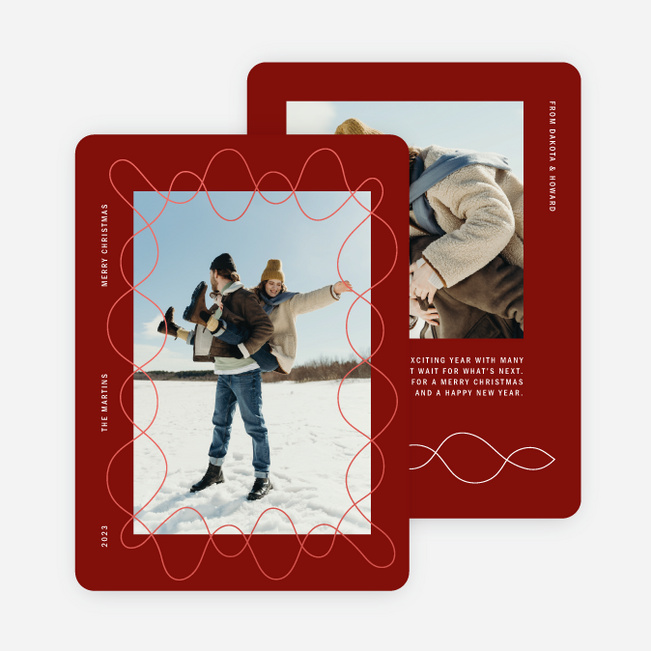 Foil Dancing Frame Christmas Cards - Red