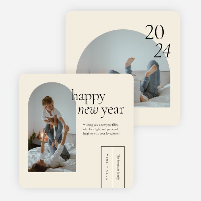 Over the Horizon New Year Cards and Invitations - Beige