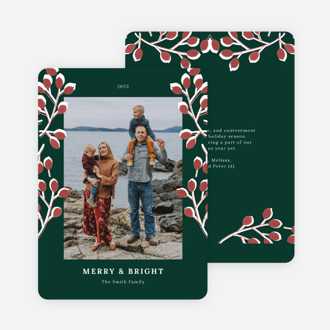 Winterberry Frame Christmas Photo Cards & Holiday Photo Cards - Green