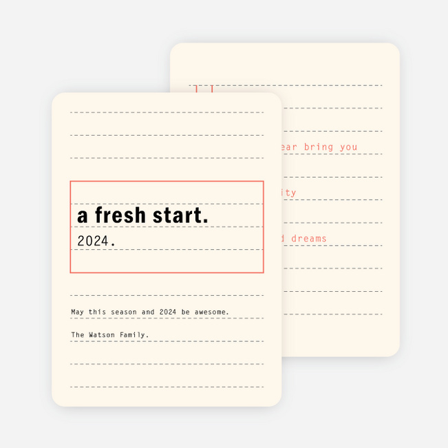 Fresh Start New Year Cards - Beige