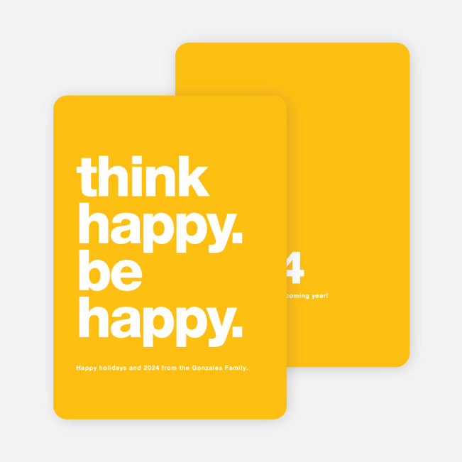 Be Happy New Year Cards - Yellow