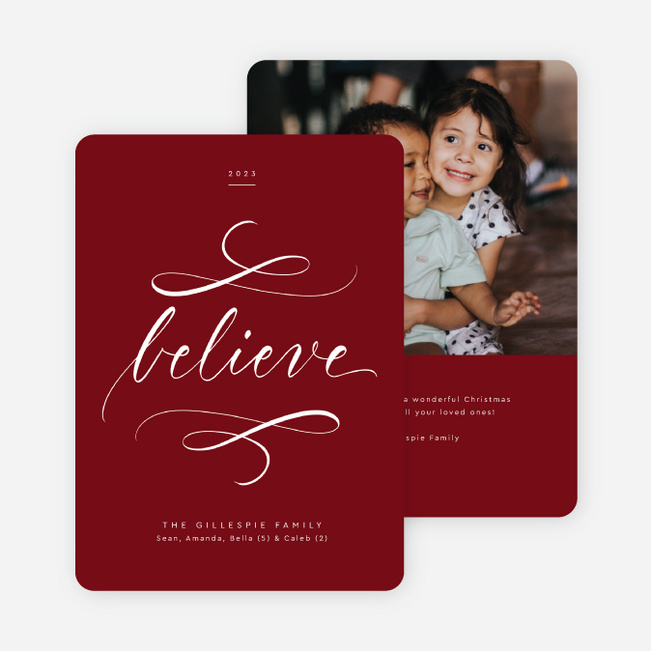 Timeless Script Christmas Cards - Red