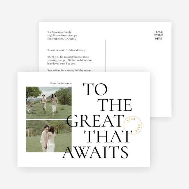 New Year Waiting Christmas Cards - White