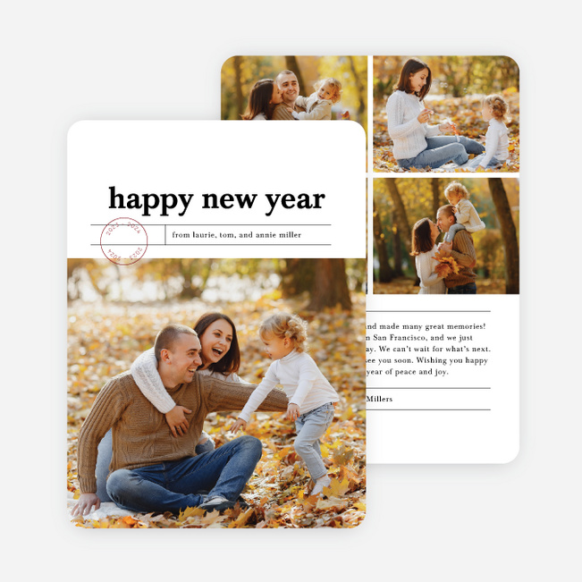 Touch of Rustic New Year Cards and Invitations - White