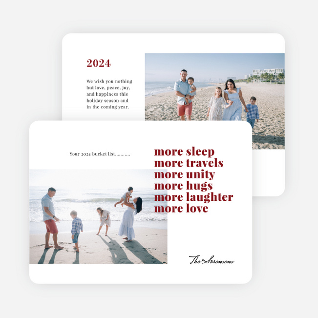 More Bucket List New Year Cards and Invitations - Red