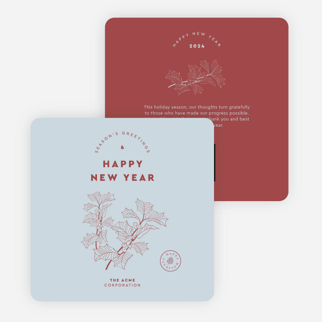 Holly Berry Wishes Corporate Holiday Cards & Corporate Christmas Cards - Red