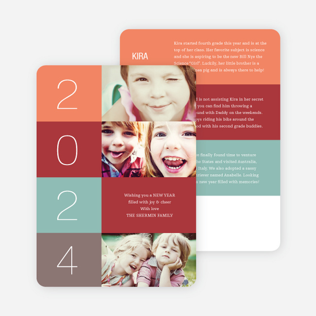 New Year’s Blocks Photo Cards - Gray