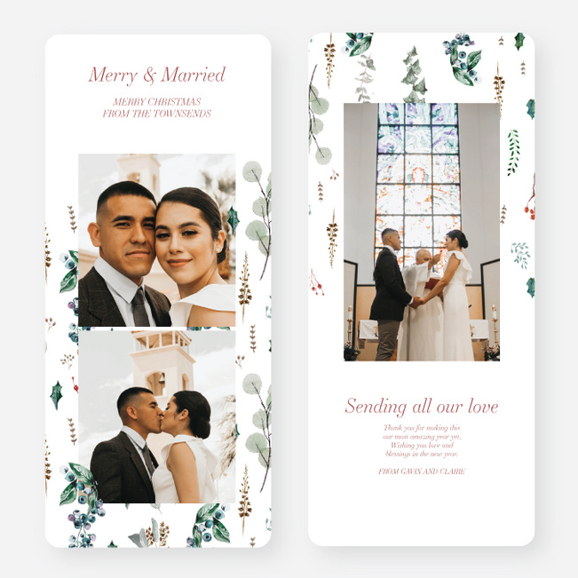Branching Out Personalized Christmas Cards - Green