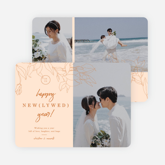 Newlywed Blossoms New Year Cards and Invitations - Beige